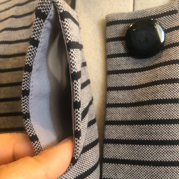 Cabi striped trench perfect “collarless car coat” jacket sz Large (B09) - Picture 11 of 16